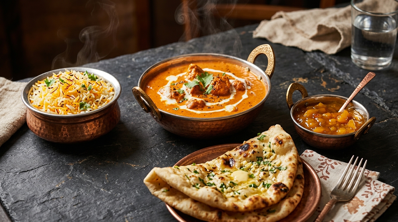 Indian takeaway spread with butter <a href=